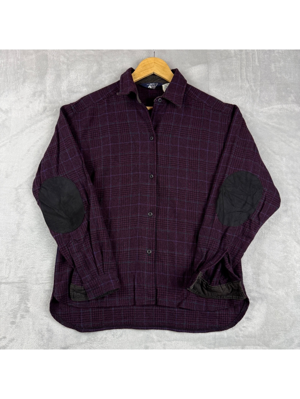 VTG Woolrich Woman 10 Wool Plaid Shirt Jacket USA Made Elbow Patch Corduroy Trim